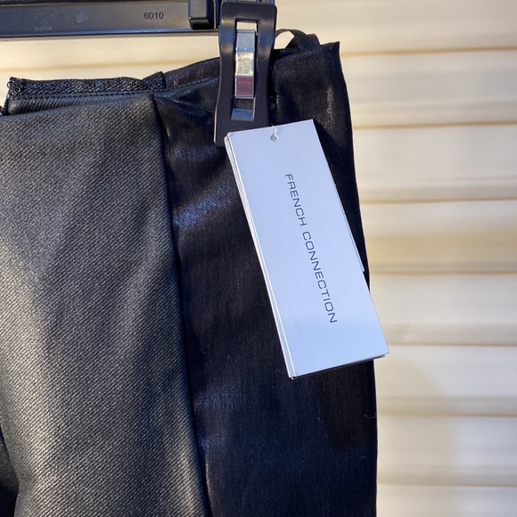 French Connection Black metallic leggings with different shades of black size 2 - Picture 4 of 5